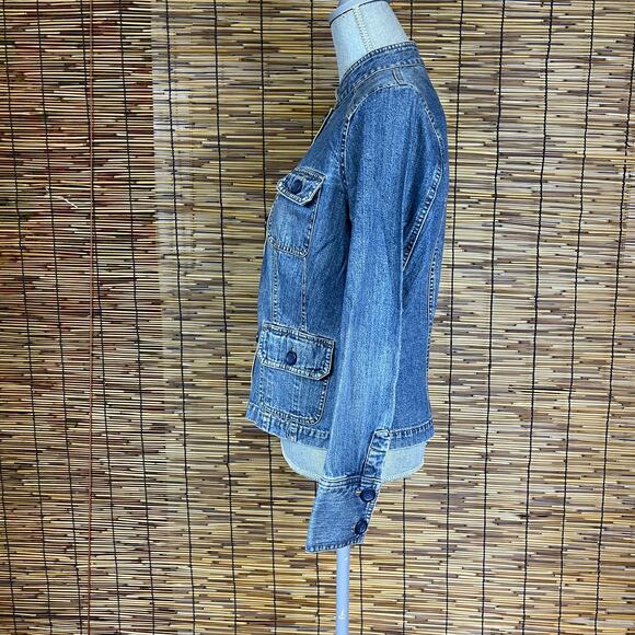Mossimo Band Collar Button up Denim Jacket size M - Picture 5 of 7
